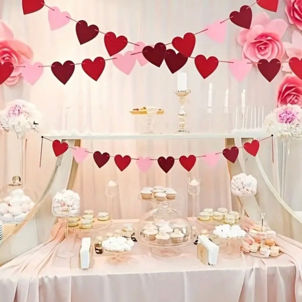 Valentines Day Felt Hearts Garland Party Cute Decorations Red Pink NEW